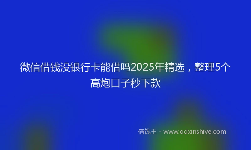 微信借钱没银行卡能借吗2025年精选，整理5个高炮口子秒下款