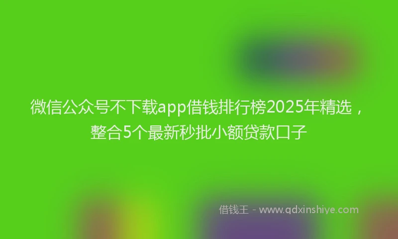 微信公众号不下载app借钱排行榜2025年精选，整合5个最新秒批小额贷款口子