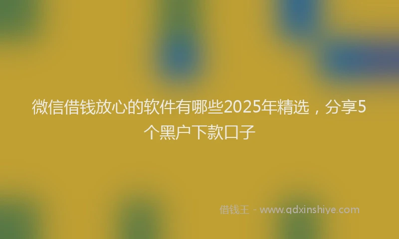 微信借钱放心的软件有哪些2025年精选，分享5个黑户下款口子