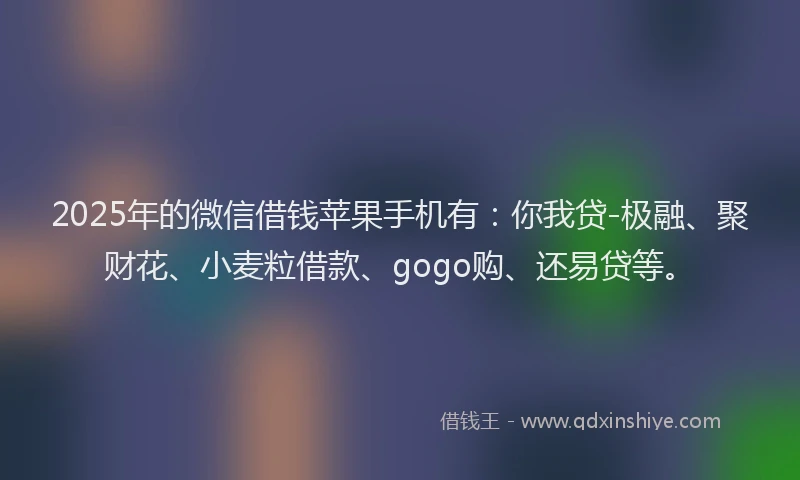 2025年的微信借钱苹果手机有：你我贷-极融、聚财花、小麦粒借款、gogo购、还易贷等。
