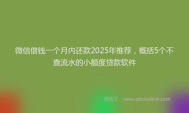 微信借钱一个月内还款2025年推荐，概括5个不查流水的小额度贷款软件