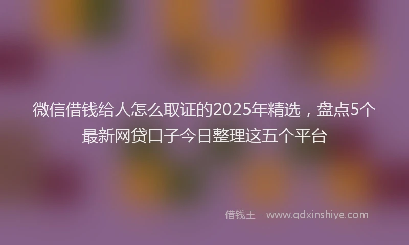 微信借钱给人怎么取证的2025年精选，盘点5个最新网贷口子今日整理这五个平台