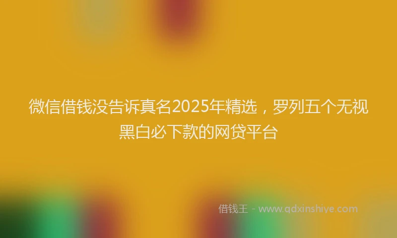 微信借钱没告诉真名2025年精选，罗列五个无视黑白必下款的网贷平台