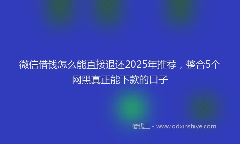 微信借钱怎么能直接退还2025年推荐，整合5个网黑真正能下款的口子