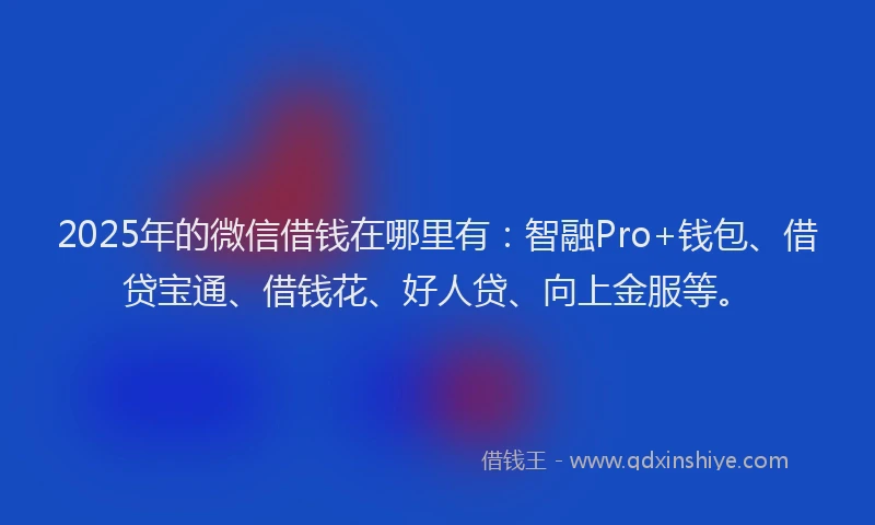 2025年的微信借钱在哪里有：智融Pro+钱包、借贷宝通、借钱花、好人贷、向上金服等。