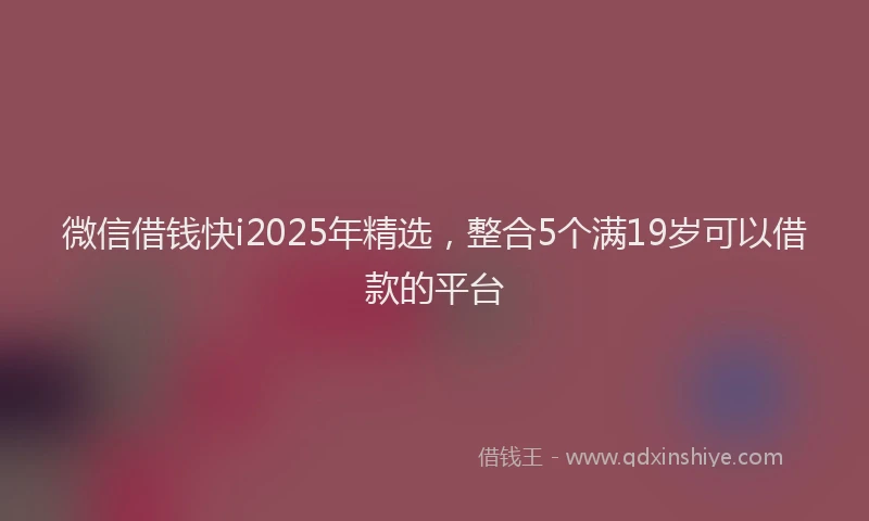 微信借钱快i2025年精选，整合5个满19岁可以借款的平台
