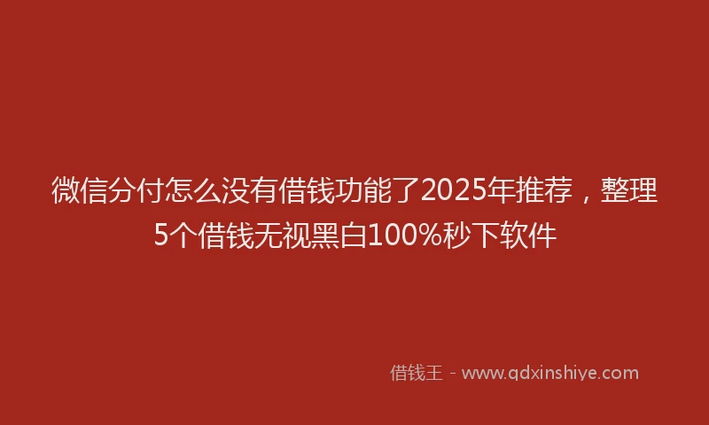 微信分付怎么没有借钱功能了2025年推荐，整理5个借钱无视黑白100%秒下软件