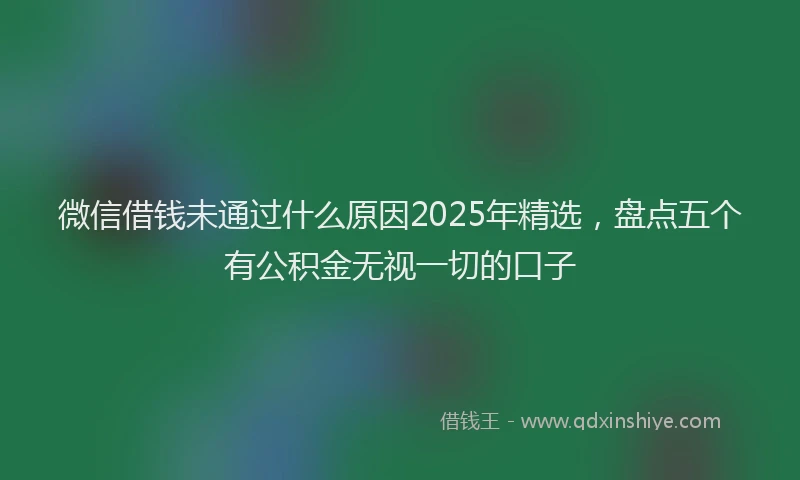 微信借钱未通过什么原因2025年精选，盘点五个有公积金无视一切的口子