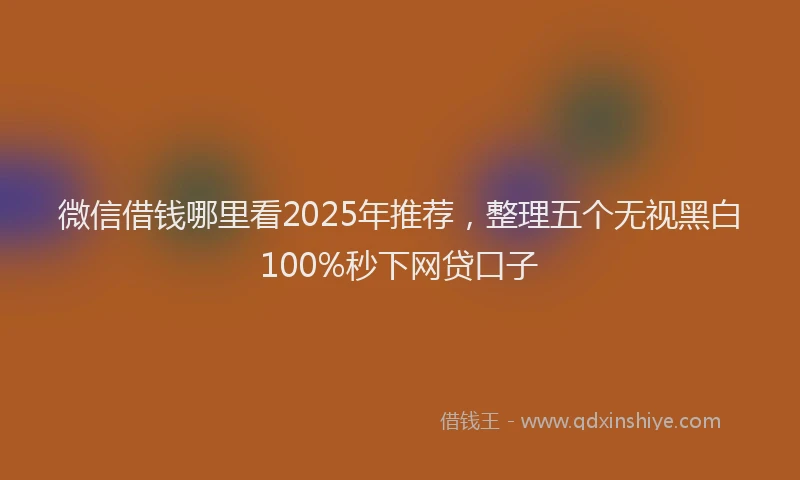 微信借钱哪里看2025年推荐，整理五个无视黑白100%秒下网贷口子