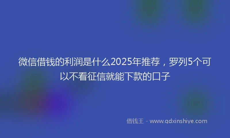 微信借钱的利润是什么2025年推荐，罗列5个可以不看征信就能下款的口子