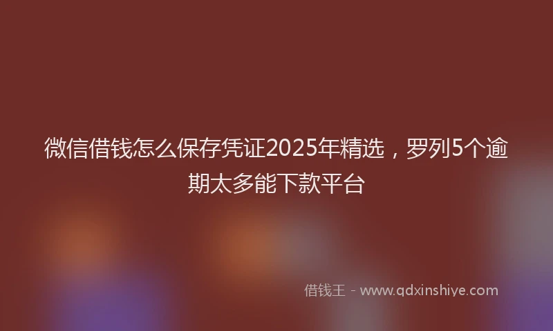 微信借钱怎么保存凭证2025年精选，罗列5个逾期太多能下款平台