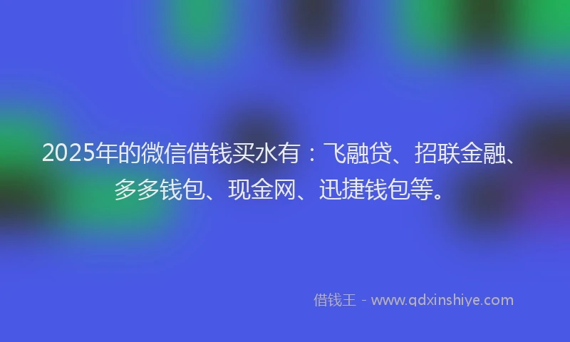 2025年的微信借钱买水有：飞融贷、招联金融、多多钱包、现金网、迅捷钱包等。