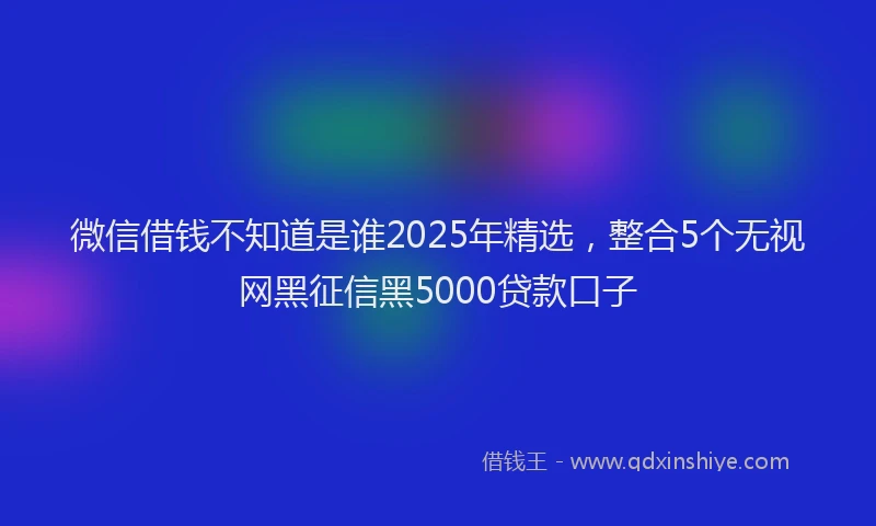 微信借钱不知道是谁2025年精选，整合5个无视网黑征信黑5000贷款口子
