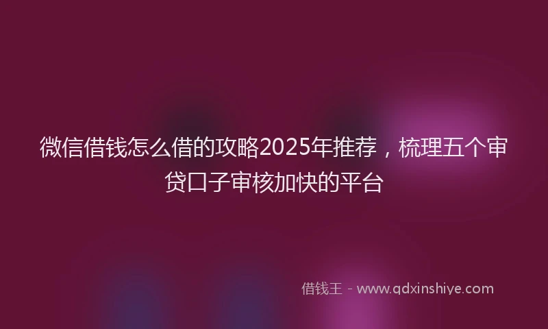 微信借钱怎么借的攻略2025年推荐，梳理五个审贷口子审核加快的平台