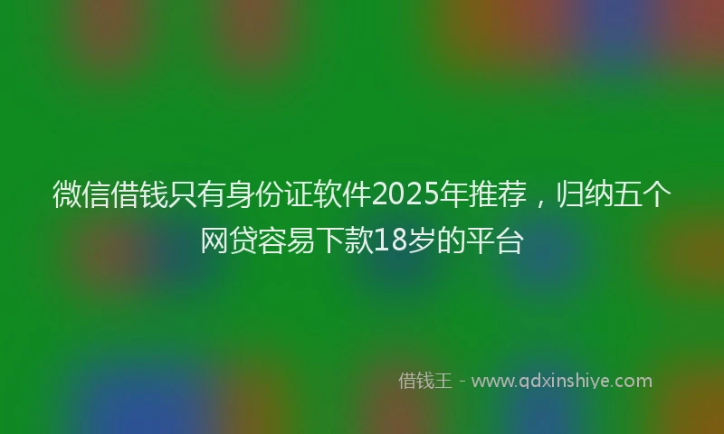 微信借钱只有身份证软件2025年推荐，归纳五个网贷容易下款18岁的平台