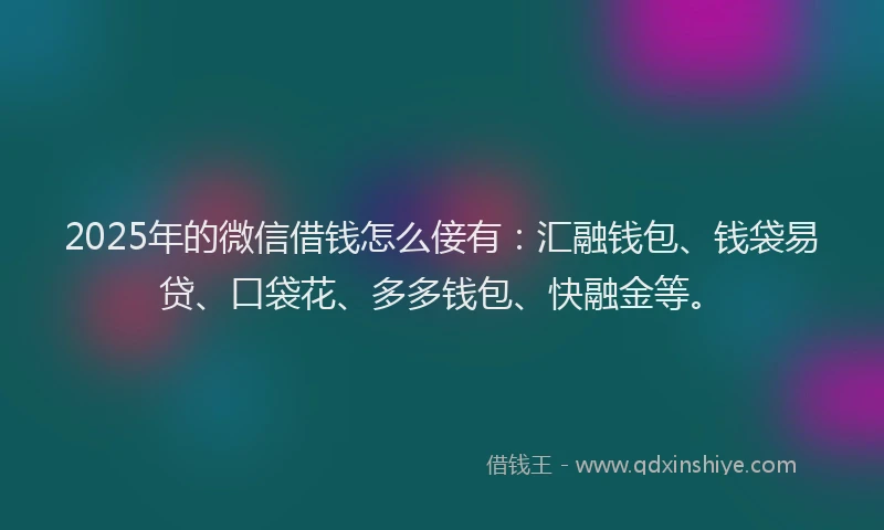 2025年的微信借钱怎么倿有：汇融钱包、钱袋易贷、口袋花、多多钱包、快融金等。