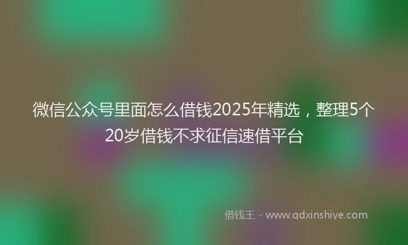 微信公众号里面怎么借钱2025年精选，整理5个20岁借钱不求征信速借平台