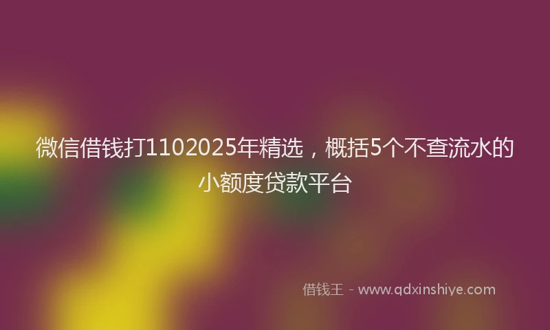 微信借钱打1102025年精选，概括5个不查流水的小额度贷款平台