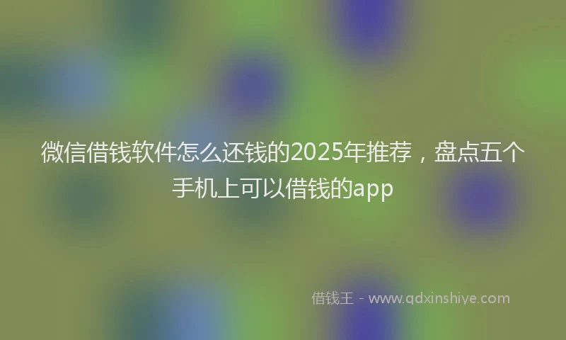 微信借钱软件怎么还钱的2025年推荐，盘点五个手机上可以借钱的app
