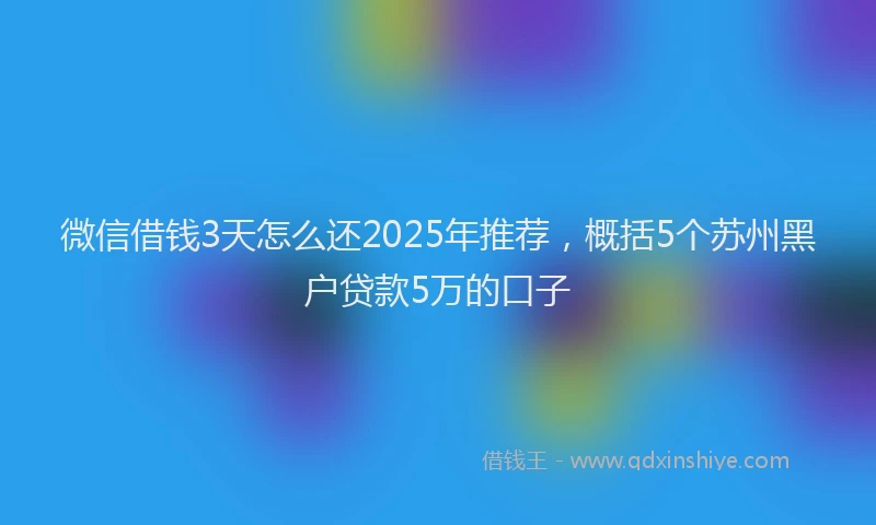 微信借钱3天怎么还2025年推荐，概括5个苏州黑户贷款5万的口子