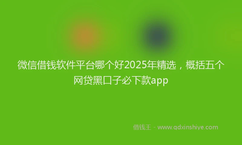 微信借钱软件平台哪个好2025年精选，概括五个网贷黑口子必下款app