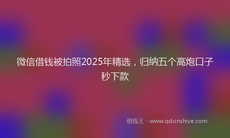 微信借钱被拍照2025年精选，归纳五个高炮口子秒下款