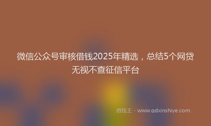 微信公众号审核借钱2025年精选，总结5个网贷无视不查征信平台