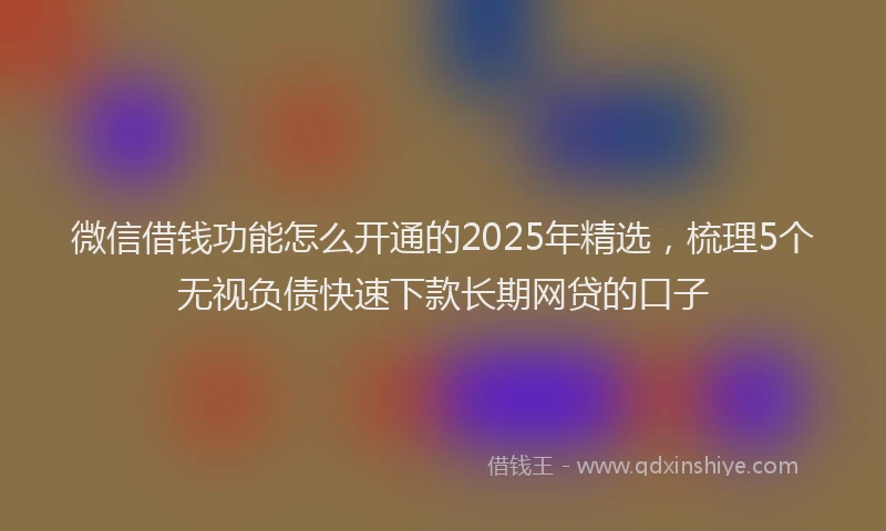 微信借钱功能怎么开通的2025年精选，梳理5个无视负债快速下款长期网贷的口子