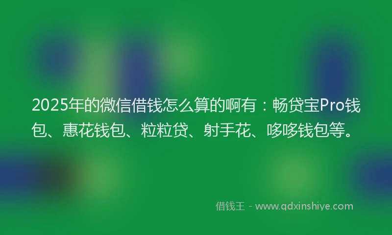 2025年的微信借钱怎么算的啊有：畅贷宝Pro钱包、惠花钱包、粒粒贷、射手花、哆哆钱包等。