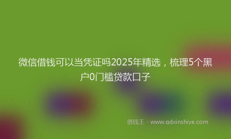 微信借钱可以当凭证吗2025年精选，梳理5个黑户0门槛贷款口子