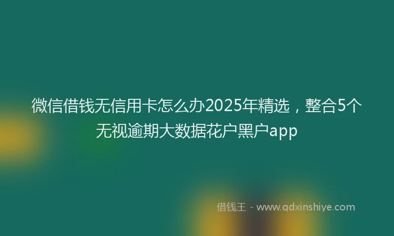 微信借钱无信用卡怎么办2025年精选，整合5个无视逾期大数据花户黑户app