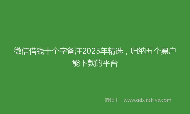 微信借钱十个字备注2025年精选，归纳五个黑户能下款的平台