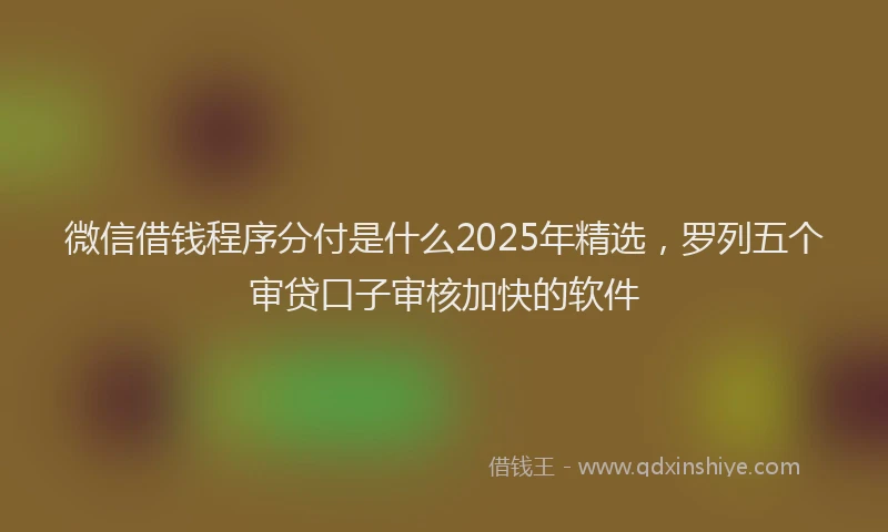 微信借钱程序分付是什么2025年精选，罗列五个审贷口子审核加快的软件