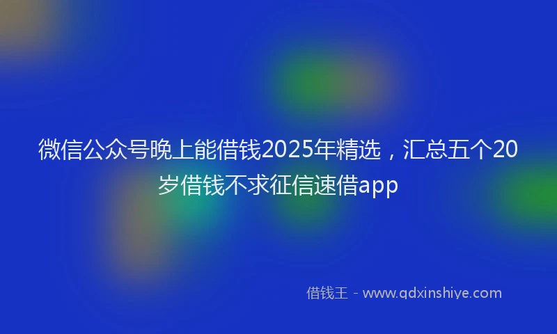 微信公众号晚上能借钱2025年精选，汇总五个20岁借钱不求征信速借app
