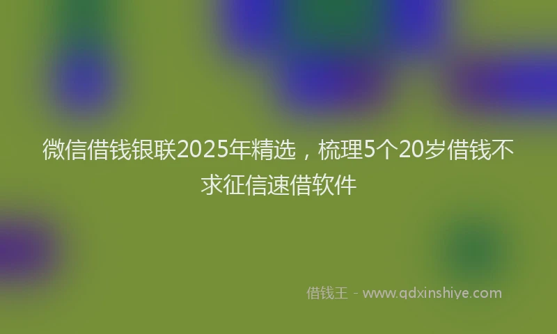 微信借钱银联2025年精选，梳理5个20岁借钱不求征信速借软件