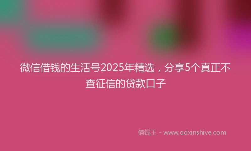 微信借钱的生活号2025年精选，分享5个真正不查征信的贷款口子