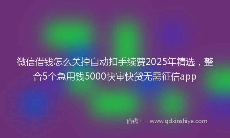 微信借钱怎么关掉自动扣手续费2025年精选，整合5个急用钱5000快审快贷无需征信app