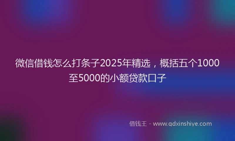 微信借钱怎么打条子2025年精选，概括五个1000至5000的小额贷款口子