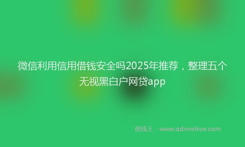 微信利用信用借钱安全吗2025年推荐，整理五个无视黑白户网贷app