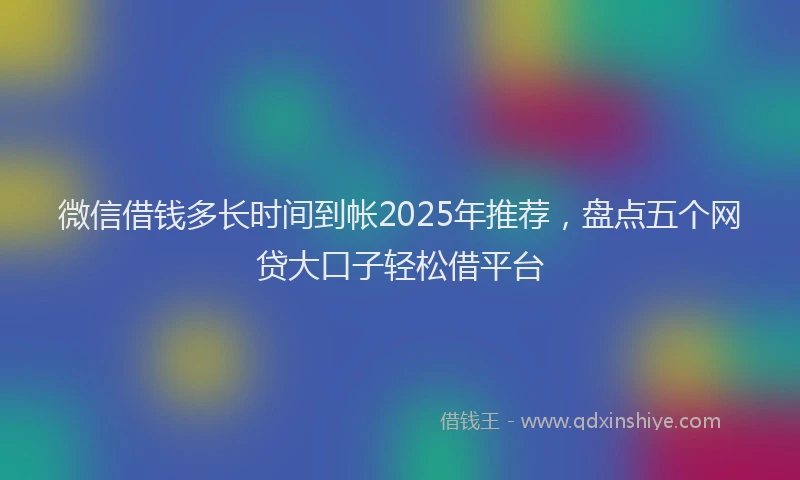 微信借钱多长时间到帐2025年推荐，盘点五个网贷大口子轻松借平台