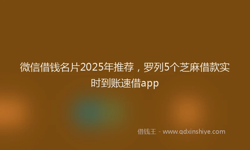 微信借钱名片2025年推荐，罗列5个芝麻借款实时到账速借app