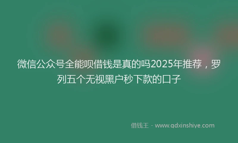 微信公众号全能呗借钱是真的吗2025年推荐，罗列五个无视黑户秒下款的口子