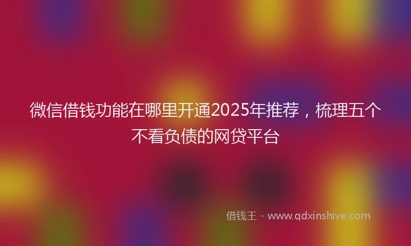 微信借钱功能在哪里开通2025年推荐，梳理五个不看负债的网贷平台