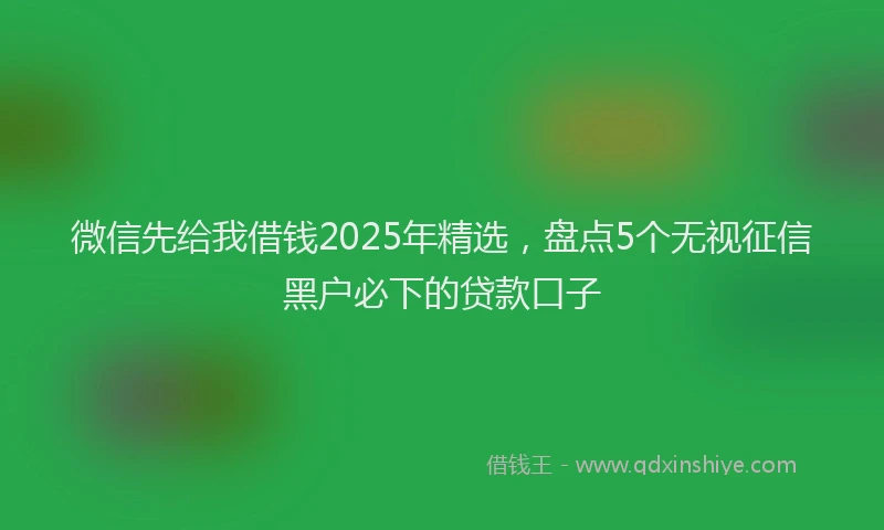 微信先给我借钱2025年精选，盘点5个无视征信黑户必下的贷款口子