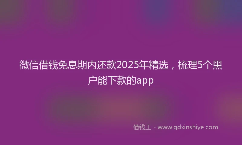 微信借钱免息期内还款2025年精选，梳理5个黑户能下款的app