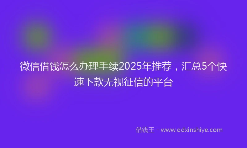 微信借钱怎么办理手续2025年推荐，汇总5个快速下款无视征信的平台