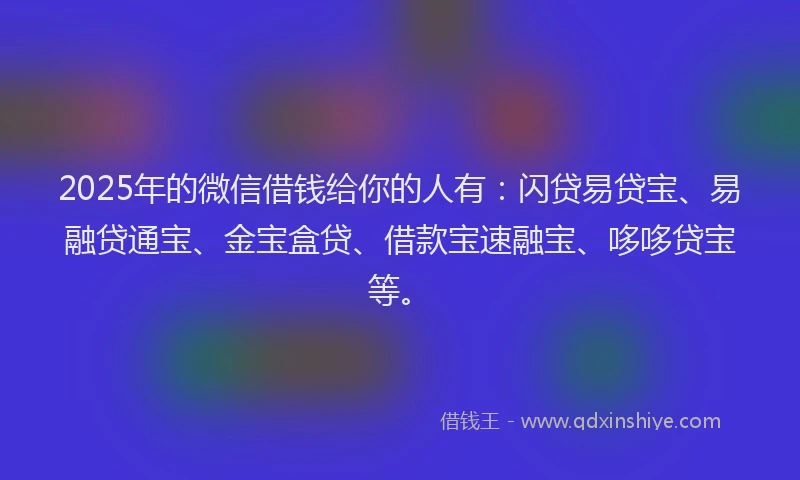 2025年的微信借钱给你的人有：闪贷易贷宝、易融贷通宝、金宝盒贷、借款宝速融宝、哆哆贷宝等。