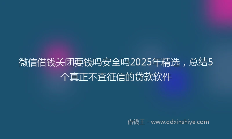 微信借钱关闭要钱吗安全吗2025年精选，总结5个真正不查征信的贷款软件