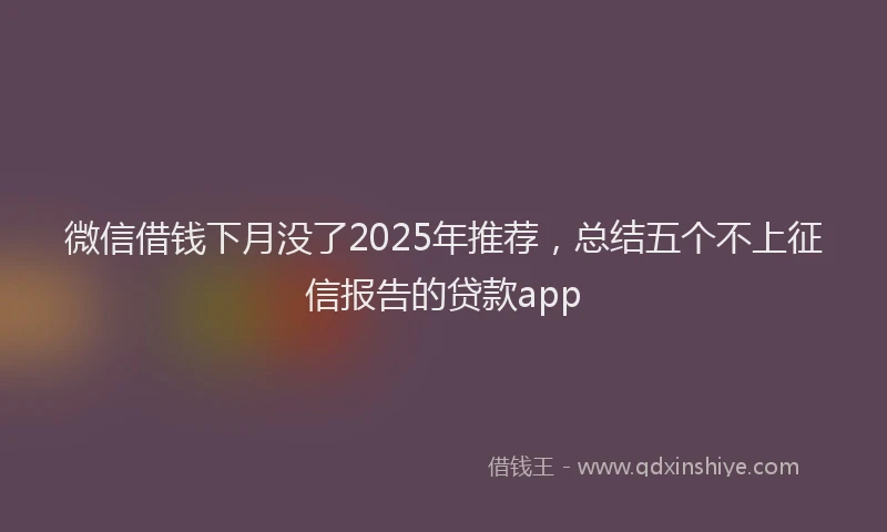 微信借钱下月没了2025年推荐，总结五个不上征信报告的贷款app