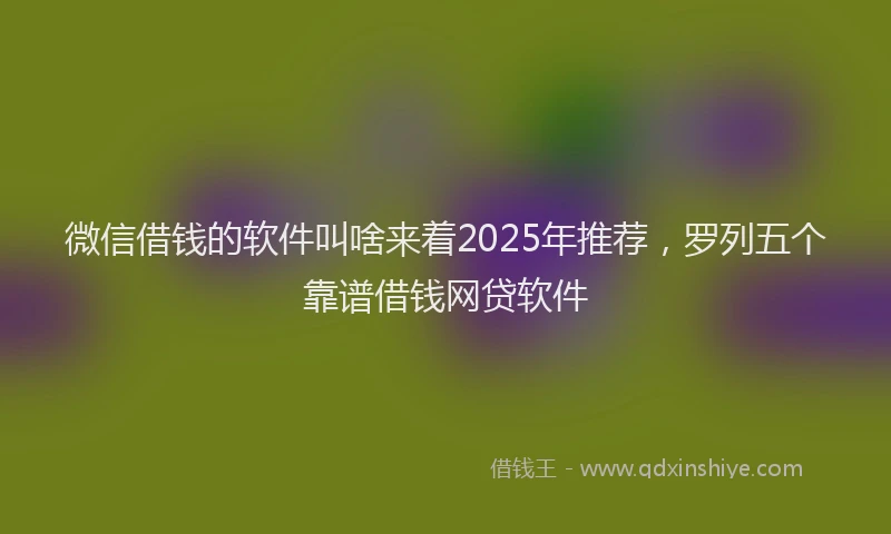 微信借钱的软件叫啥来着2025年推荐，罗列五个靠谱借钱网贷软件